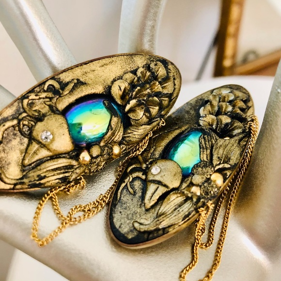 Vintage art nouveau repousse bird brooch pair 🐦🐦 - Picture 6 of 11